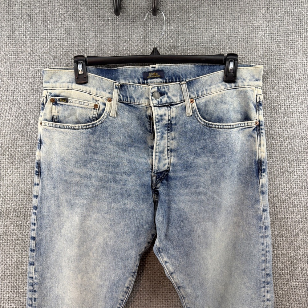Polo Ralph Lauren Varick Slim Straight Jeans Mens 35x32 (Fits 37x31) Light Wash
